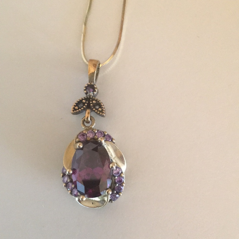 Sterling silver silver crystal necklace